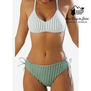 Cupshe Reversible Bottom Braid Back Tie Side Bikini Swimsuit Size S